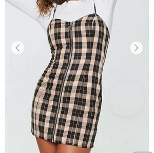 Plaid Zipper Dress Black Multi Forever 21 NWT
